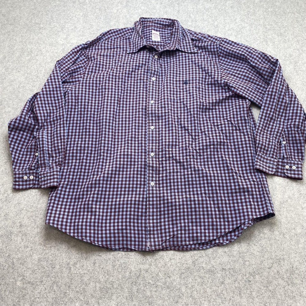 Brooks Brothers Shirt Mens 2XL Red Blue Check Long Sleeve Button Down Casual
